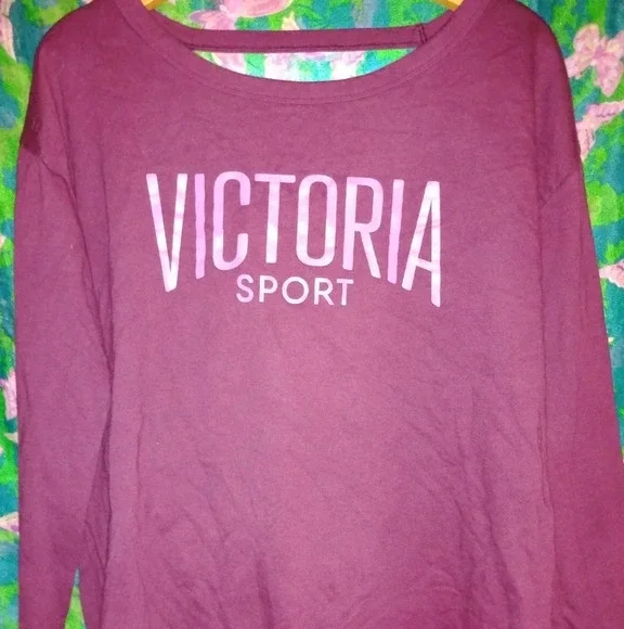 Victoria's Secret Sport purple oversized open back sweatshirt top medium large - Picture 2 of 6
